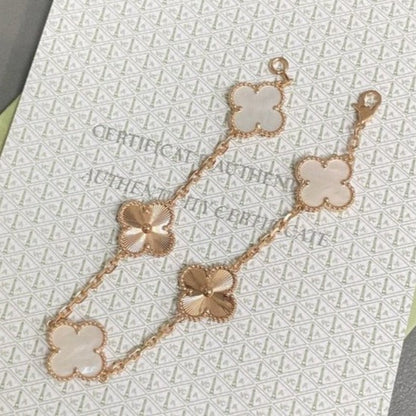[ECHO ]CLOVER BRACELET 5 MOTIF WHITE MOP PINK GOLD