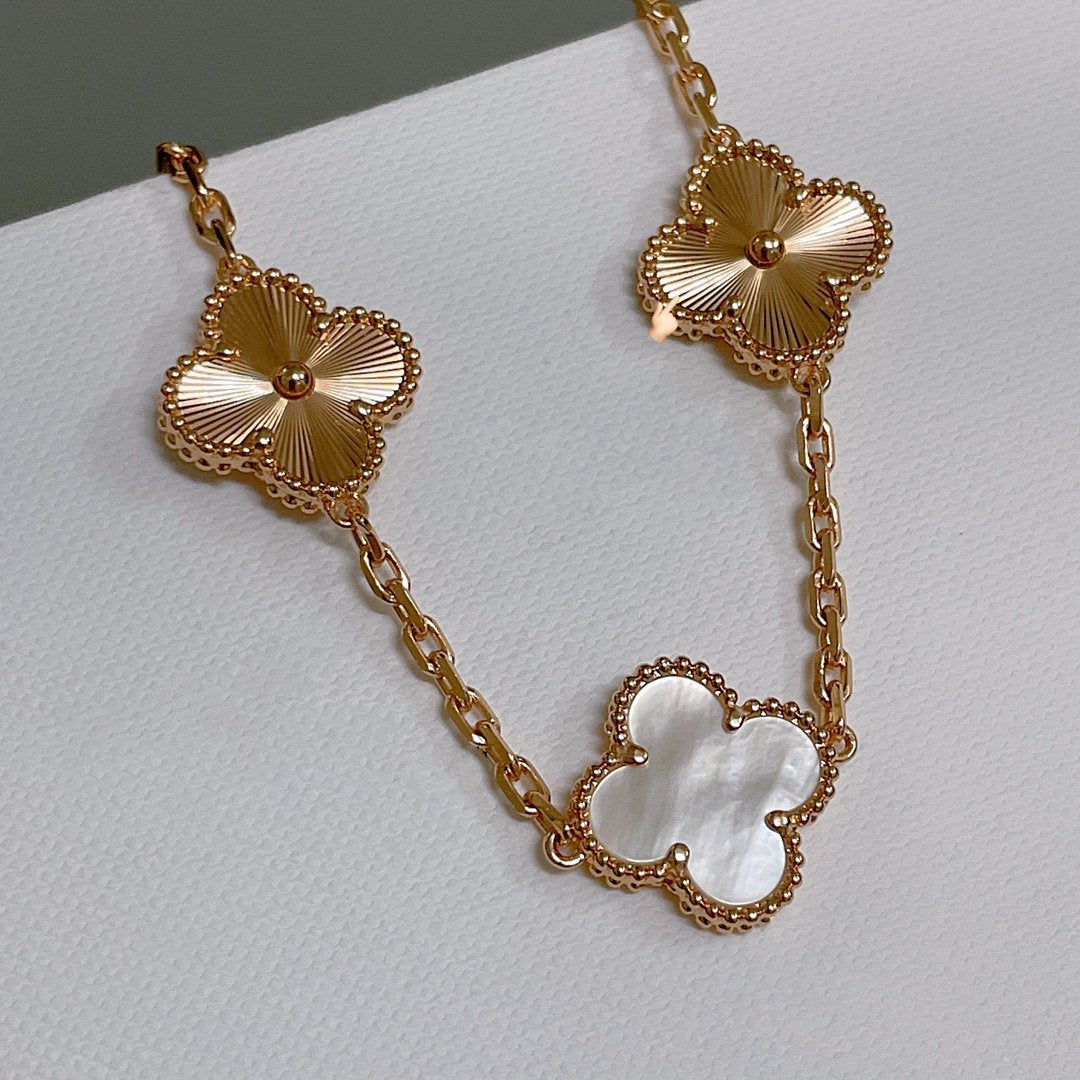 [ECHO ]CLOVER BRACELET 5 MOTIF WHITE MOP PINK GOLD