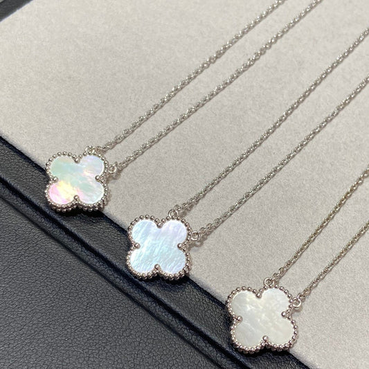 [ECHO ]CLOVER MEDIUM SILVER WHITE MOP NECKLACE