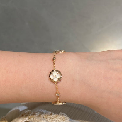 [ECHO ]STAR AND SUN 4 MOTIF WHITE MOP PINK GOLD BRACELET