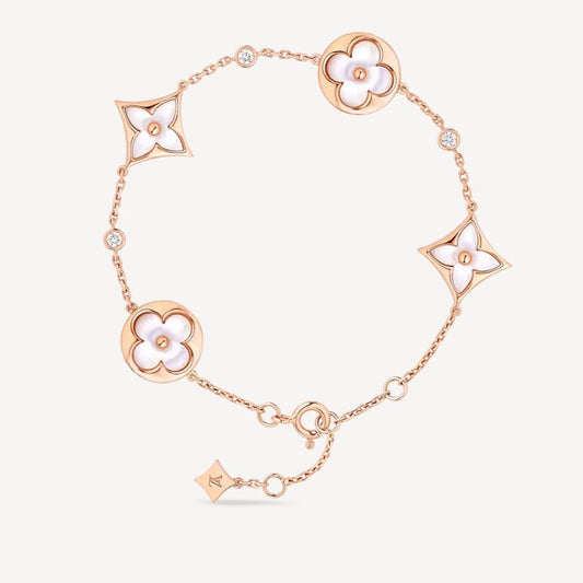 [ECHO ]STAR AND SUN 4 MOTIF WHITE MOP PINK GOLD BRACELET