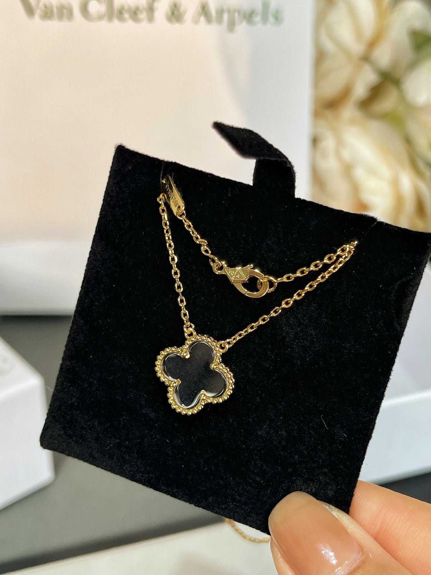 [ECHO ]CLOVER ROCK CRYSTAL ROSE GOLD NECKLACE