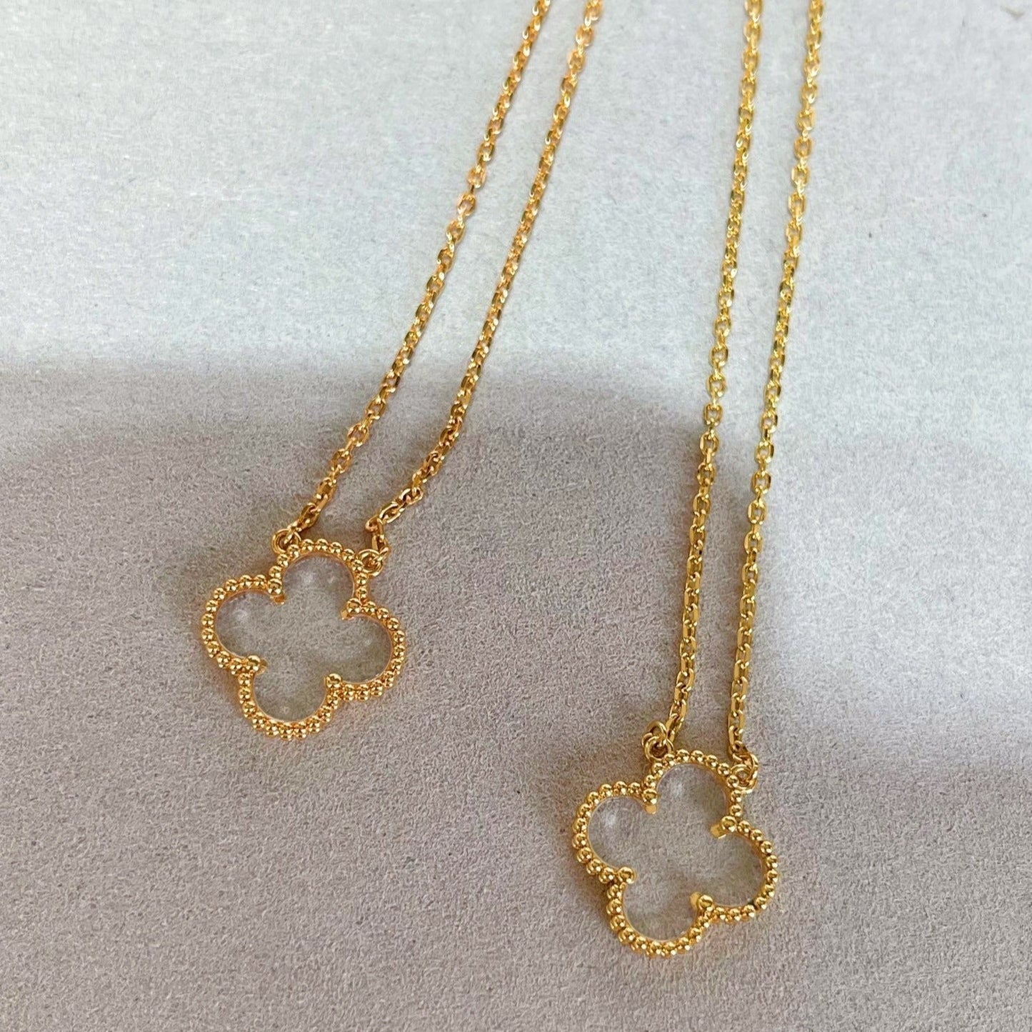 [ECHO ]CLOVER ROCK CRYSTAL ROSE GOLD NECKLACE