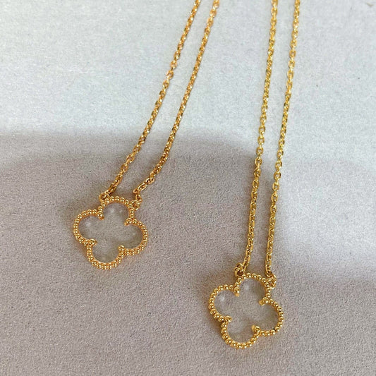 [ECHO ]CLOVER ROCK CRYSTAL ROSE GOLD NECKLACE