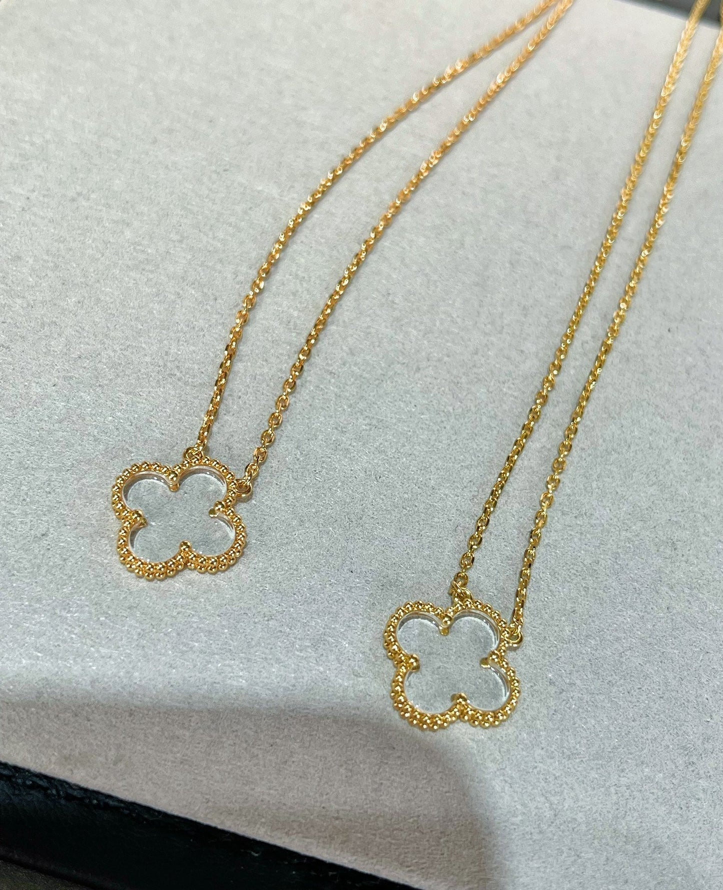 [ECHO ]CLOVER ROCK CRYSTAL ROSE GOLD NECKLACE