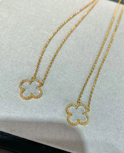 [ECHO ]CLOVER ROCK CRYSTAL ROSE GOLD NECKLACE