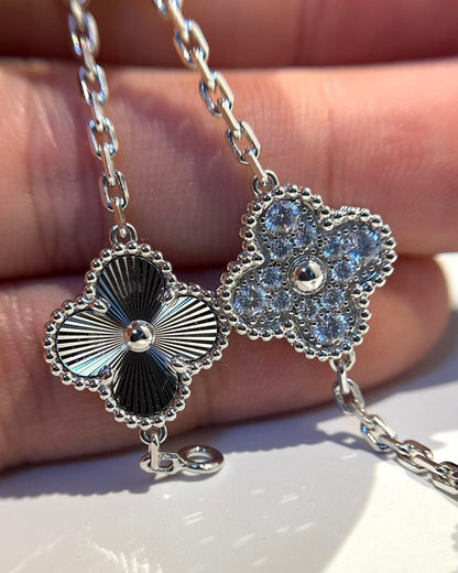 [ECHO ]CLOVER 5 MOTIF SILVER DIAMOND BRACELET