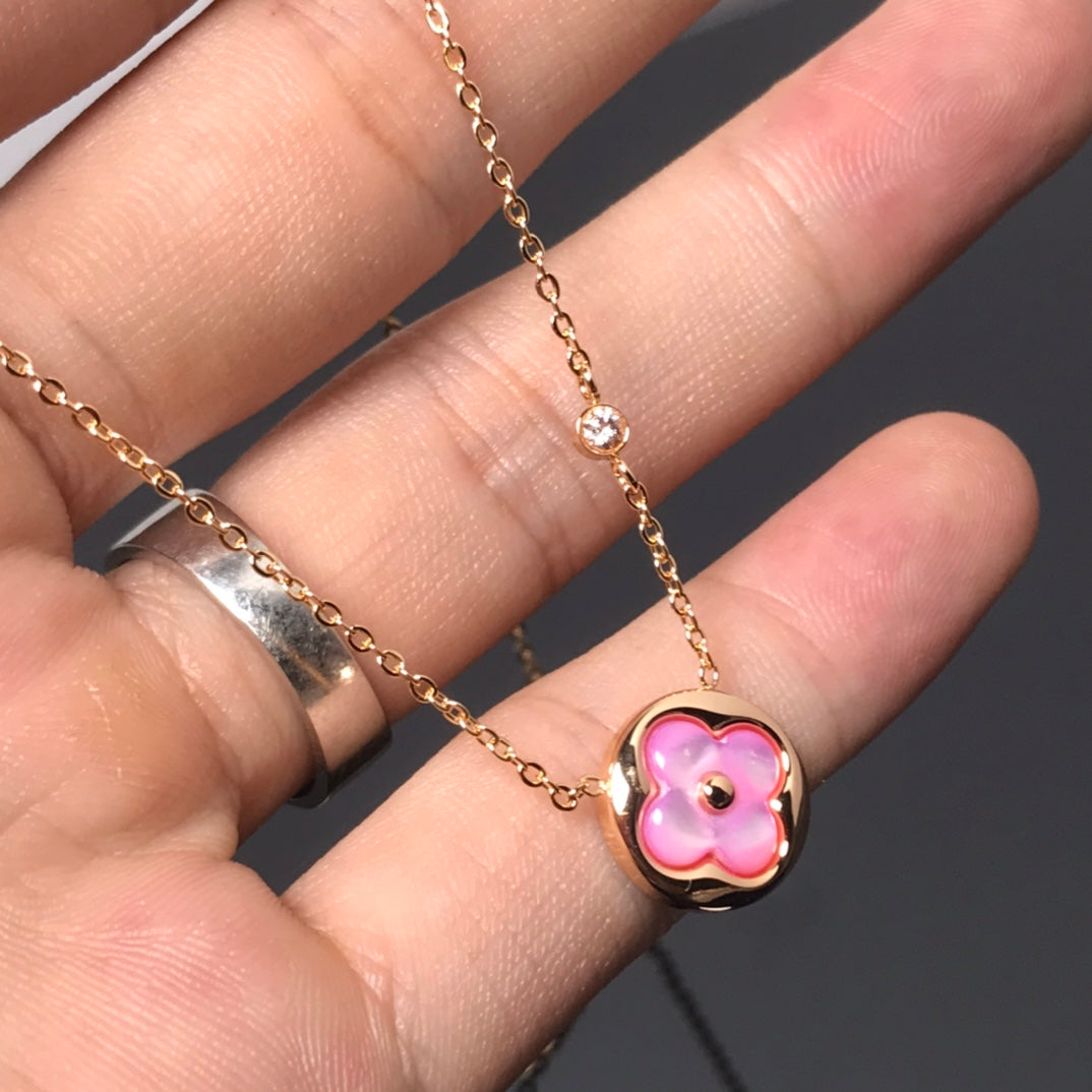 [ECHO ]COLOR BLOSSOM PINK MOP SUN GOLD NECKLACE