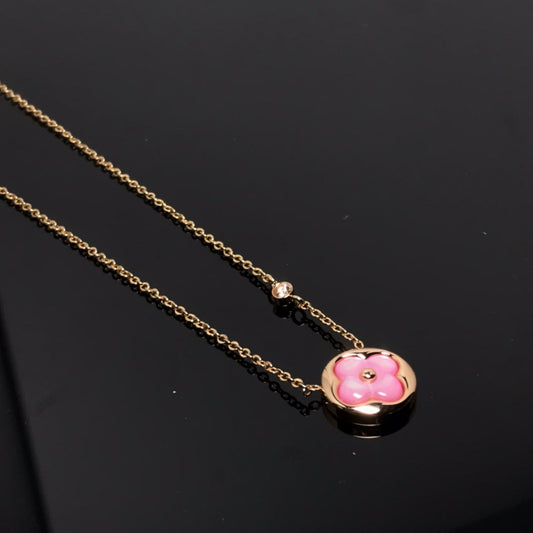 [ECHO ]COLOR BLOSSOM PINK MOP SUN GOLD NECKLACE