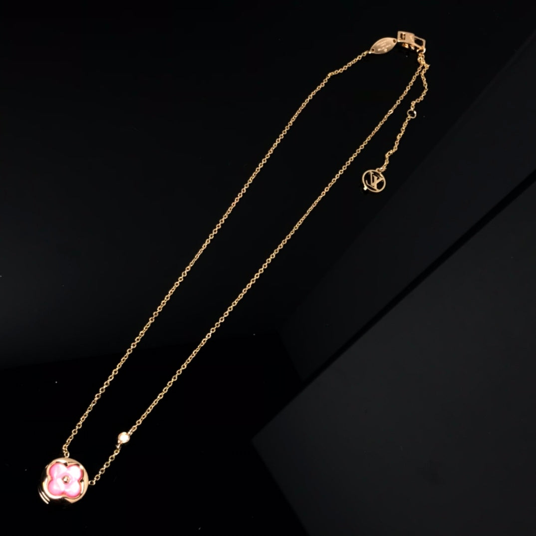 [ECHO ]COLOR BLOSSOM PINK MOP SUN GOLD NECKLACE