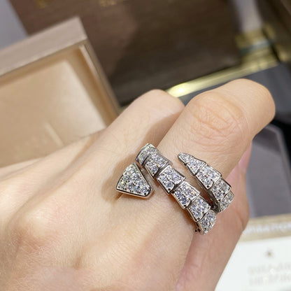 [ECHO ]SERPENTI DOUBLE RING SILVER DIAMOND PAVED