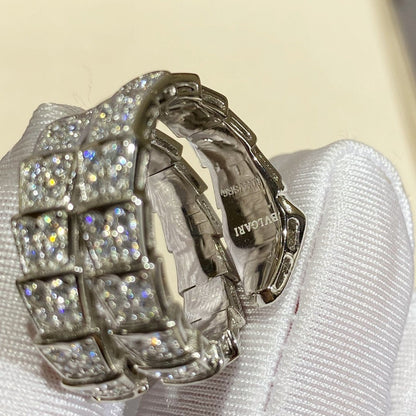 [ECHO ]SERPENTI DOUBLE RING SILVER DIAMOND PAVED