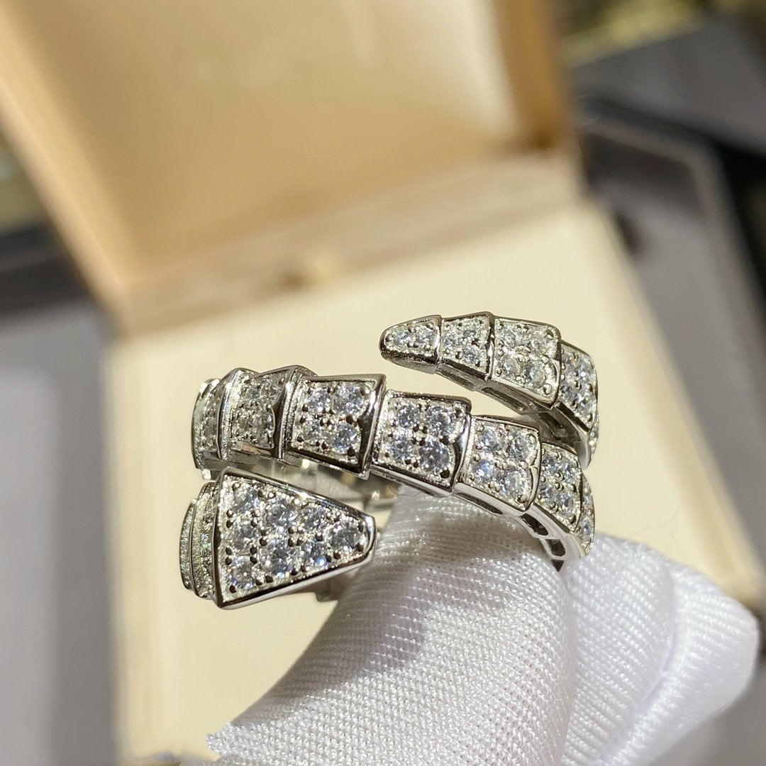 [ECHO ]SERPENTI DOUBLE RING SILVER DIAMOND PAVED