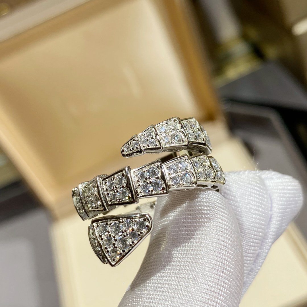 [ECHO ]SERPENTI DOUBLE RING SILVER DIAMOND PAVED