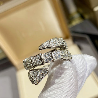 [ECHO ]SERPENTI DOUBLE RING SILVER DIAMOND PAVED