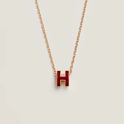 [ECHO ]HM CLIC RED ENAMEL GOLD NECKLACE
