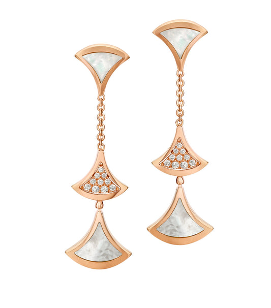 [ECHO ]DREAM EARRINGS 3 MOTIFS DIAMOND MOP PINK GOLD