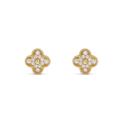 [ECHO ]CLOVER MEDIUM 1 MOTIFS FUll DIAMOND EARRINGS