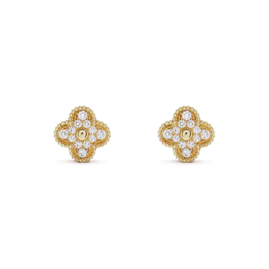 [ECHO ]CLOVER MEDIUM 1 MOTIFS FUll DIAMOND EARRINGS
