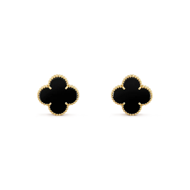 [ECHO ]CLOVER MEDIUM 1 MOTIFS  ONYX STUD EARRINGS