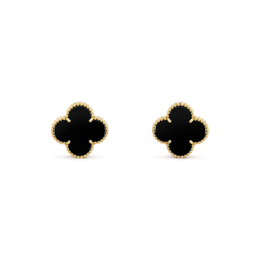 [ECHO ]CLOVER MEDIUM 1 MOTIFS  ONYX STUD EARRINGS