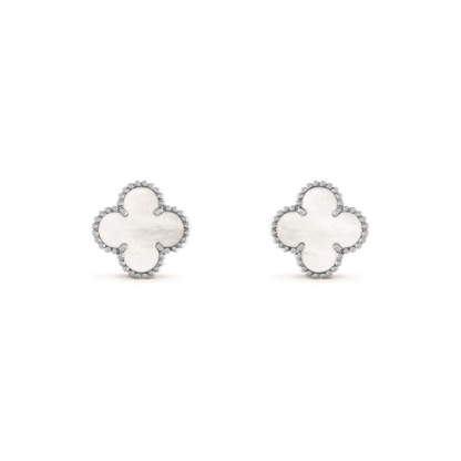 [ECHO ]CLOVER MEDIUM 1 MOTIFS  WHITE MOP EARRINGS SILVER