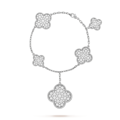 [ECHO ]CLOVER 6 MOTIFS SILVER DIAMOND BRACELET