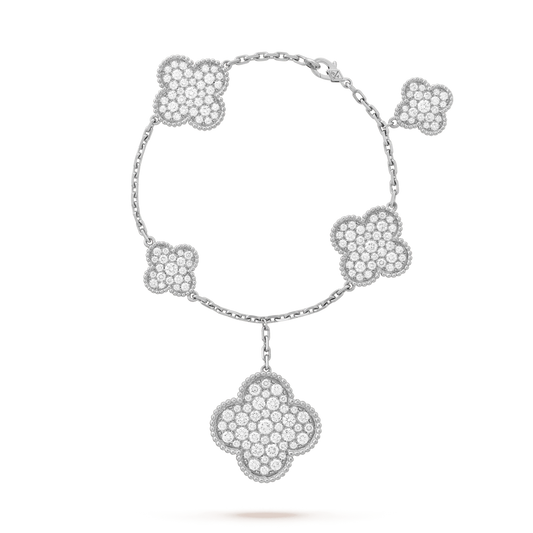 [ECHO ]CLOVER 6 MOTIFS SILVER DIAMOND BRACELET