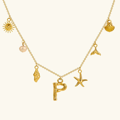 [Echo Fine]Avaria Ocean Initial Necklace