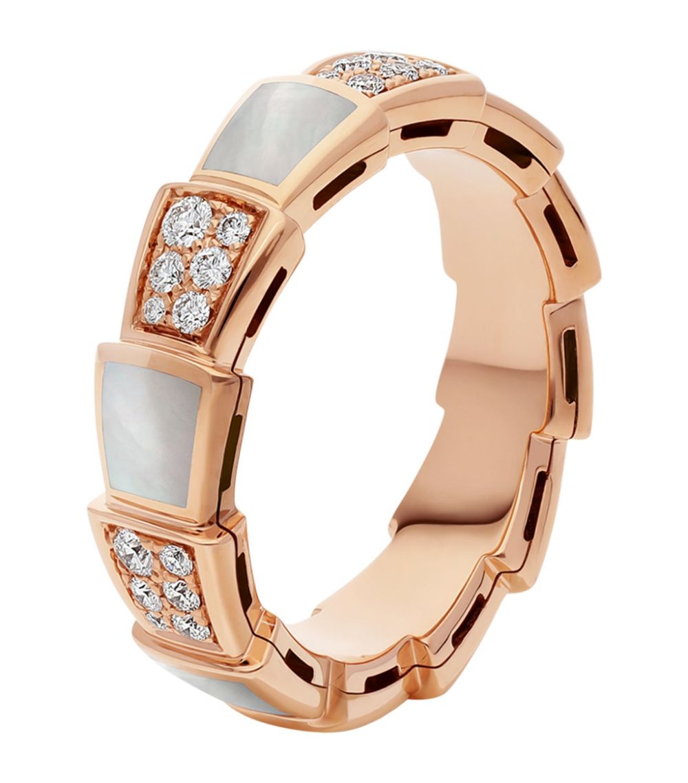 [ECHO ]SERPENTI RING PINK GOLD MOP DIAMOND PAVED 4MM