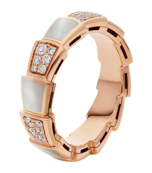 [ECHO ]SERPENTI RING PINK GOLD MOP DIAMOND PAVED 4MM