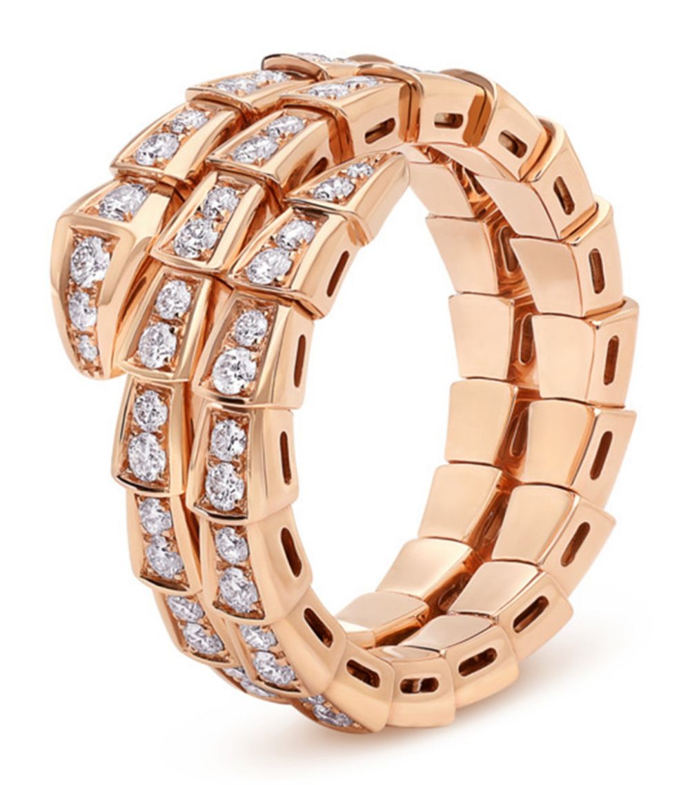 [ECHO ]SERPENTI RING PINK GOLD DIAMOND DOUBLE ROW