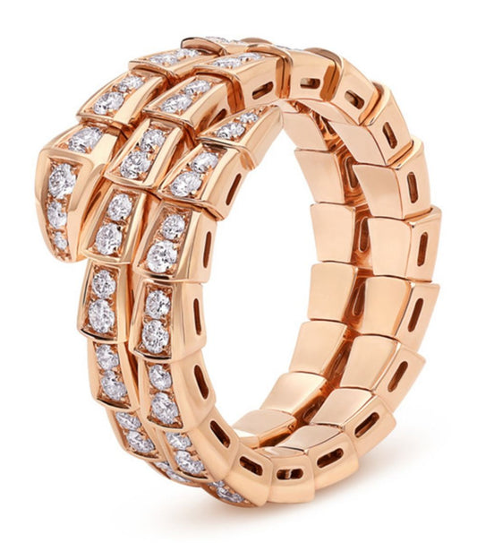 [ECHO ]SERPENTI RING PINK GOLD DIAMOND DOUBLE ROW