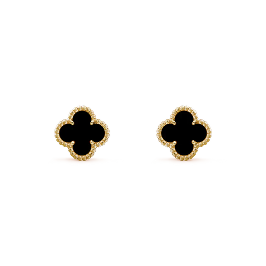 [ECHO ]CLOVER MINI 9.5MM BLACK MOP EARRINGS