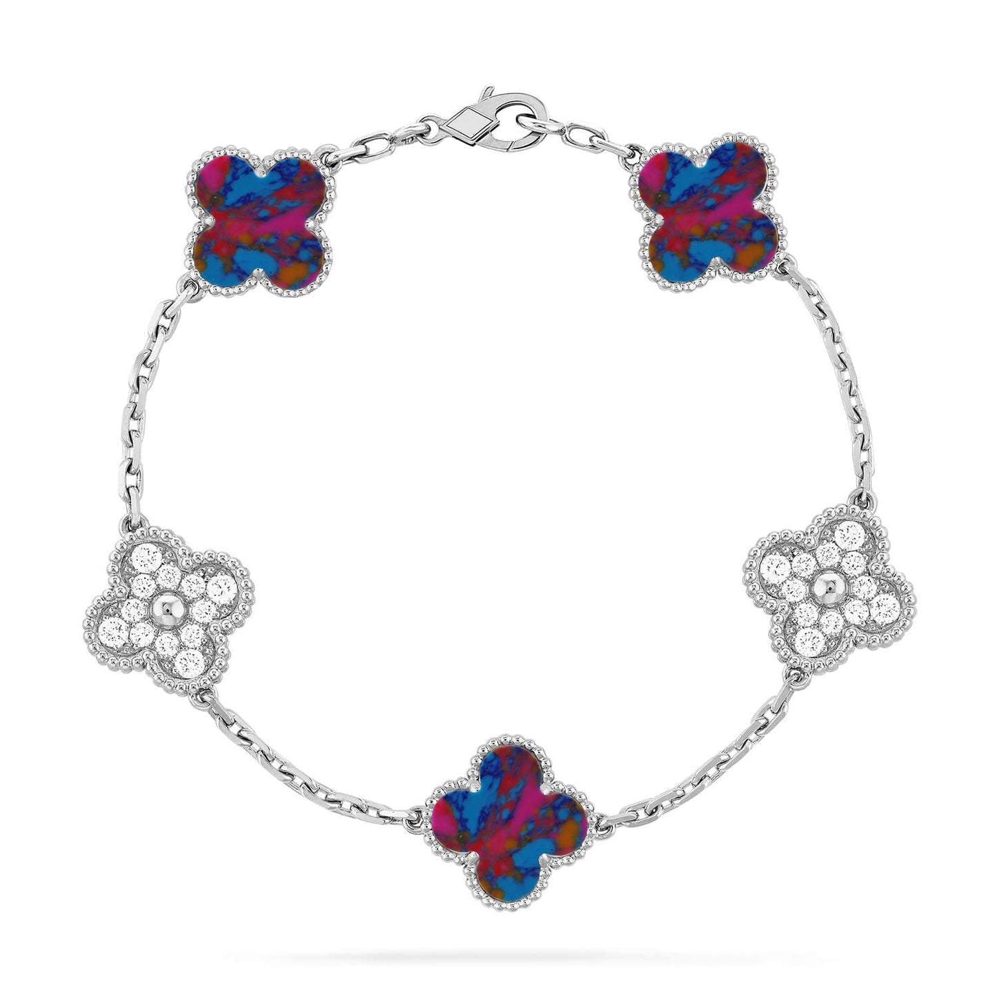 [ECHO ]CLOVER 5 MOTIF COLOR GEMSTONES BRACELET COLLECTION