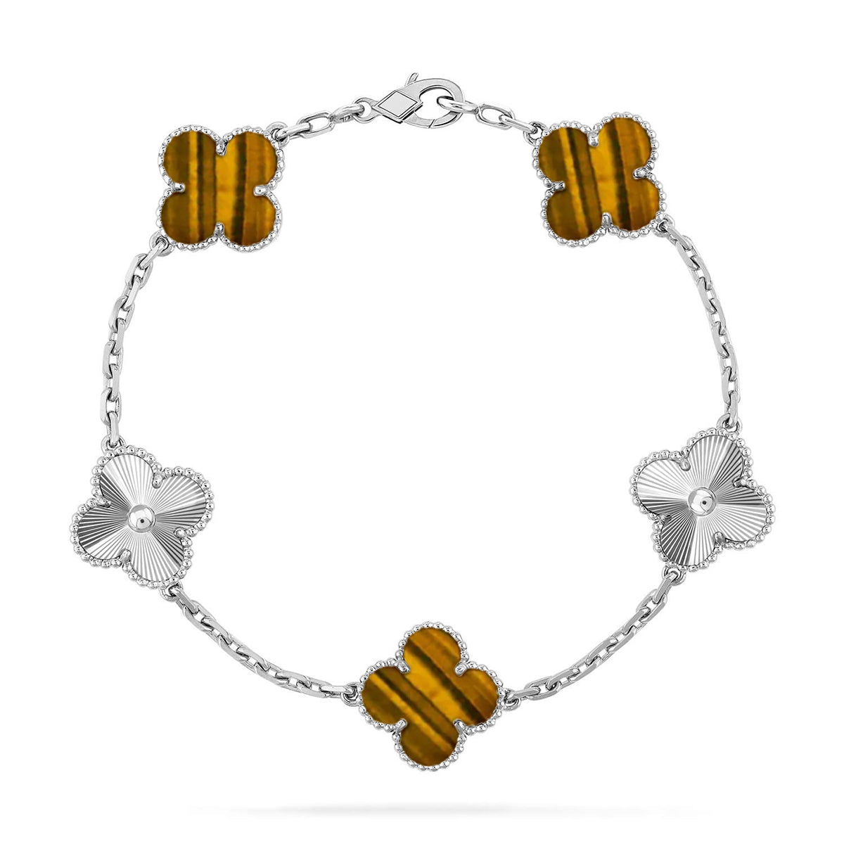 [ECHO ] CLOVER 5 MOTIFS TIGER EYE BRACELET COLLECTION