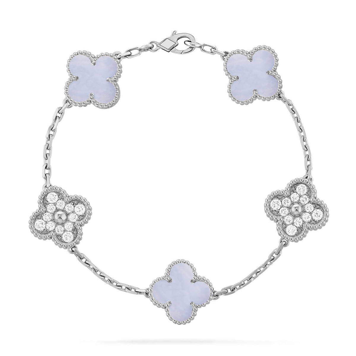[ECHO ] CLOVER 5 MOTIF PURPLE CHALCEDONY BRACELET COLLECTION
