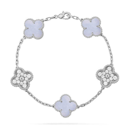 [ECHO ] CLOVER 5 MOTIF PURPLE CHALCEDONY BRACELET COLLECTION