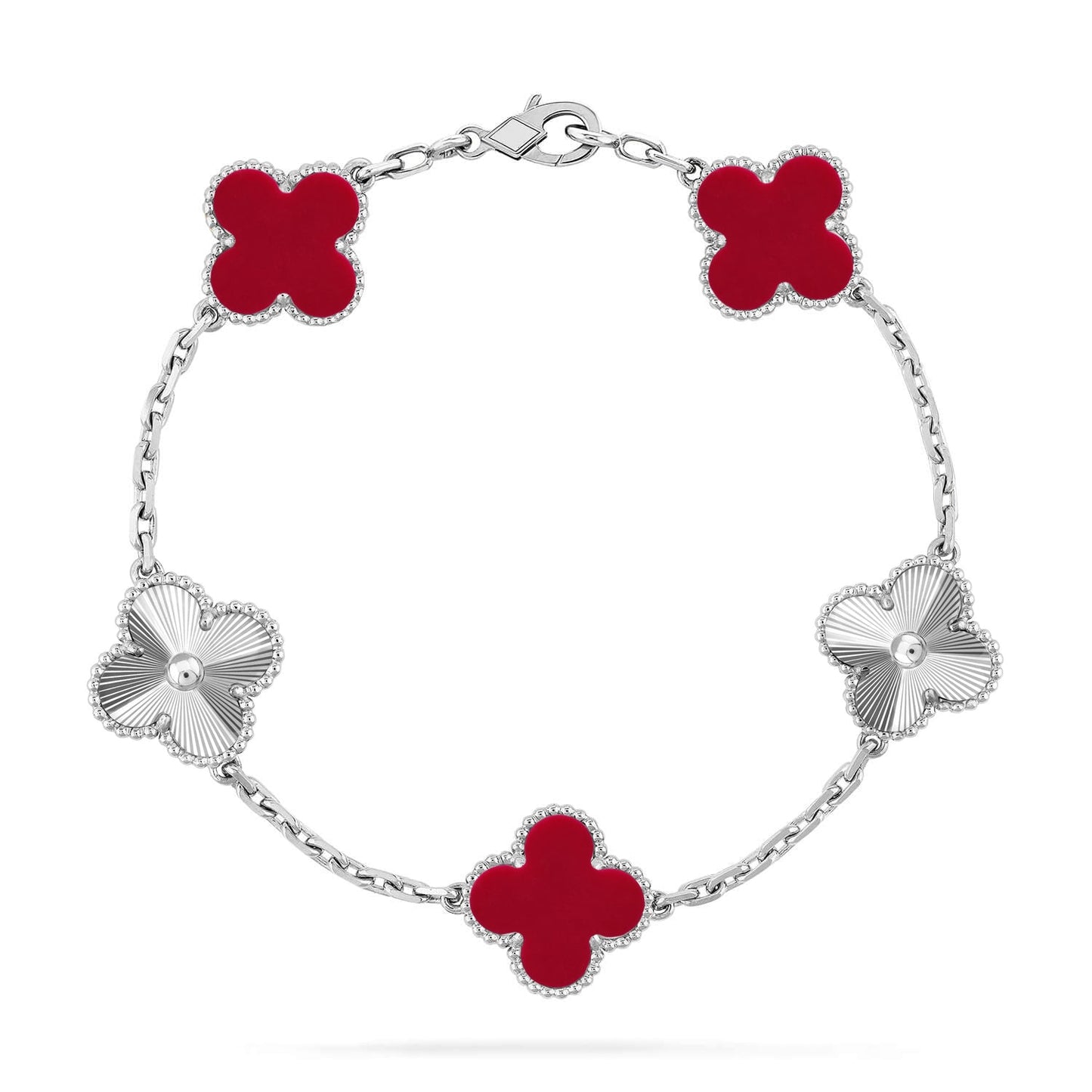 [ECHO ] CLOVER 5 MOTIF RED CORNELIAN BRACELET COLLECTION