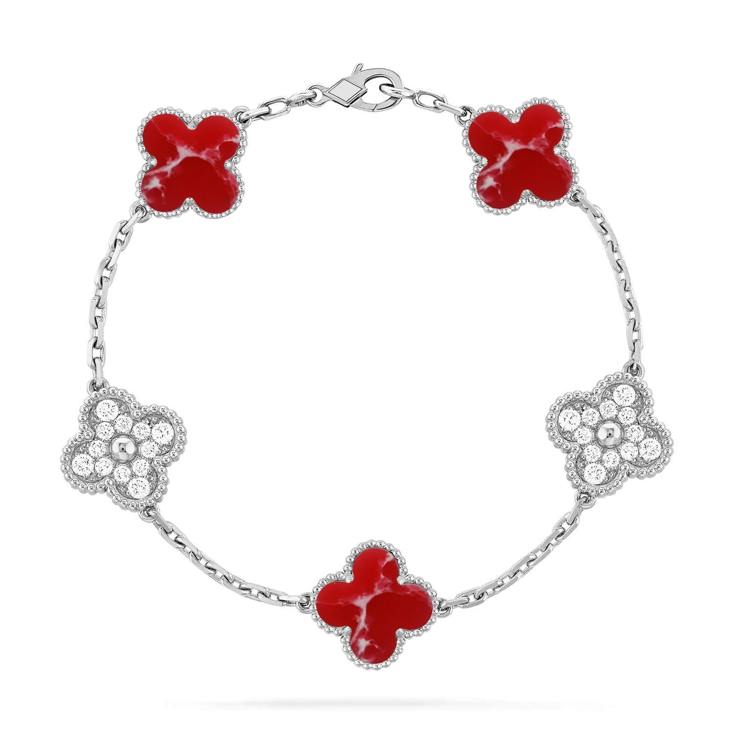 [ECHO ]CLOVER 5 MOTIF RED PATTERN BRACELET COLLECTION