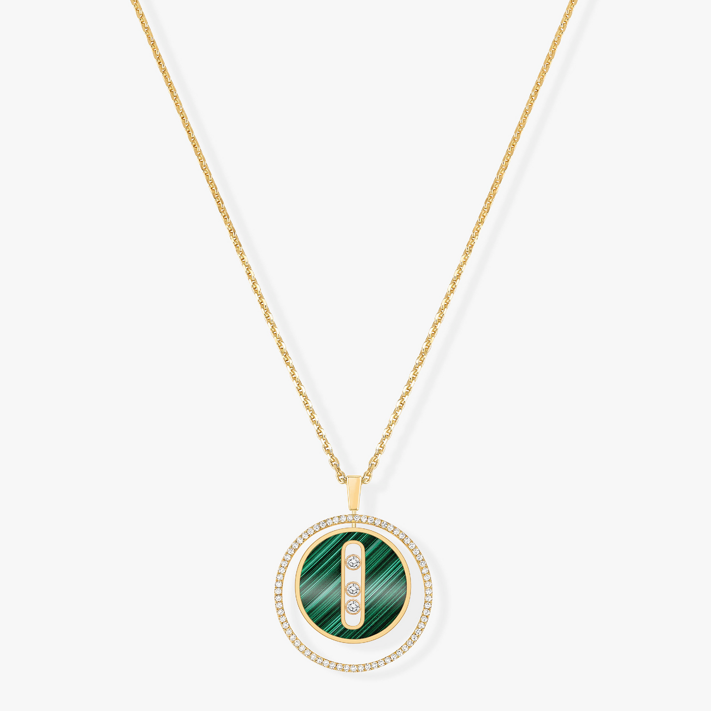 [ECHO]LUCKY MOVE 3 DIAMOND MALACHITE GOLD DIAMOND NECKLACE
