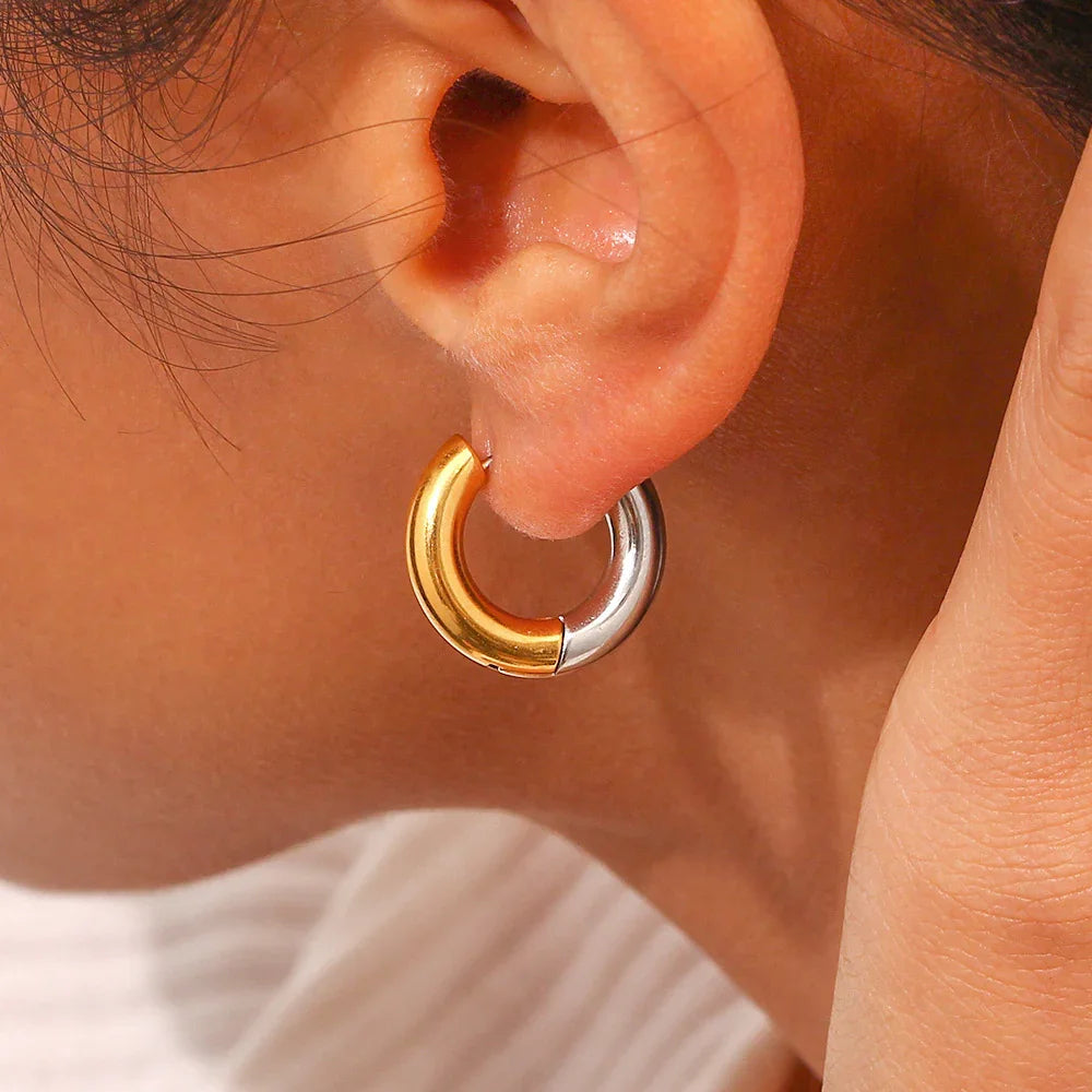 [Echo Fine]Ingrid Two Tone Hoop Earring