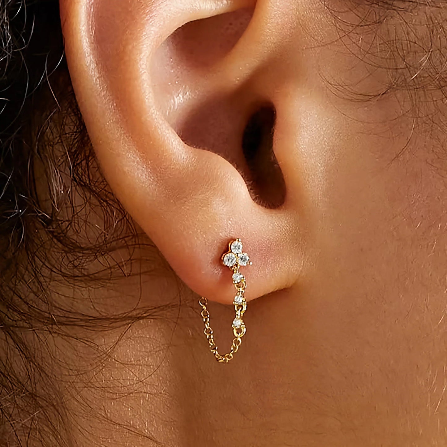 [Echo Fine]Daniella Diamond Chain Stud