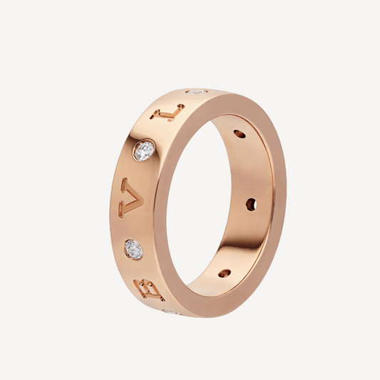 [ECHO ]ZERO 1 ESSENTIAL PINK GOLD BAND WITH DIAMONDS RING