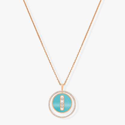 [ECHO]LUCKY MOVE 3 DIAMONDS TURQUOISE PINK GOLD DIAMOND NECKLACE
