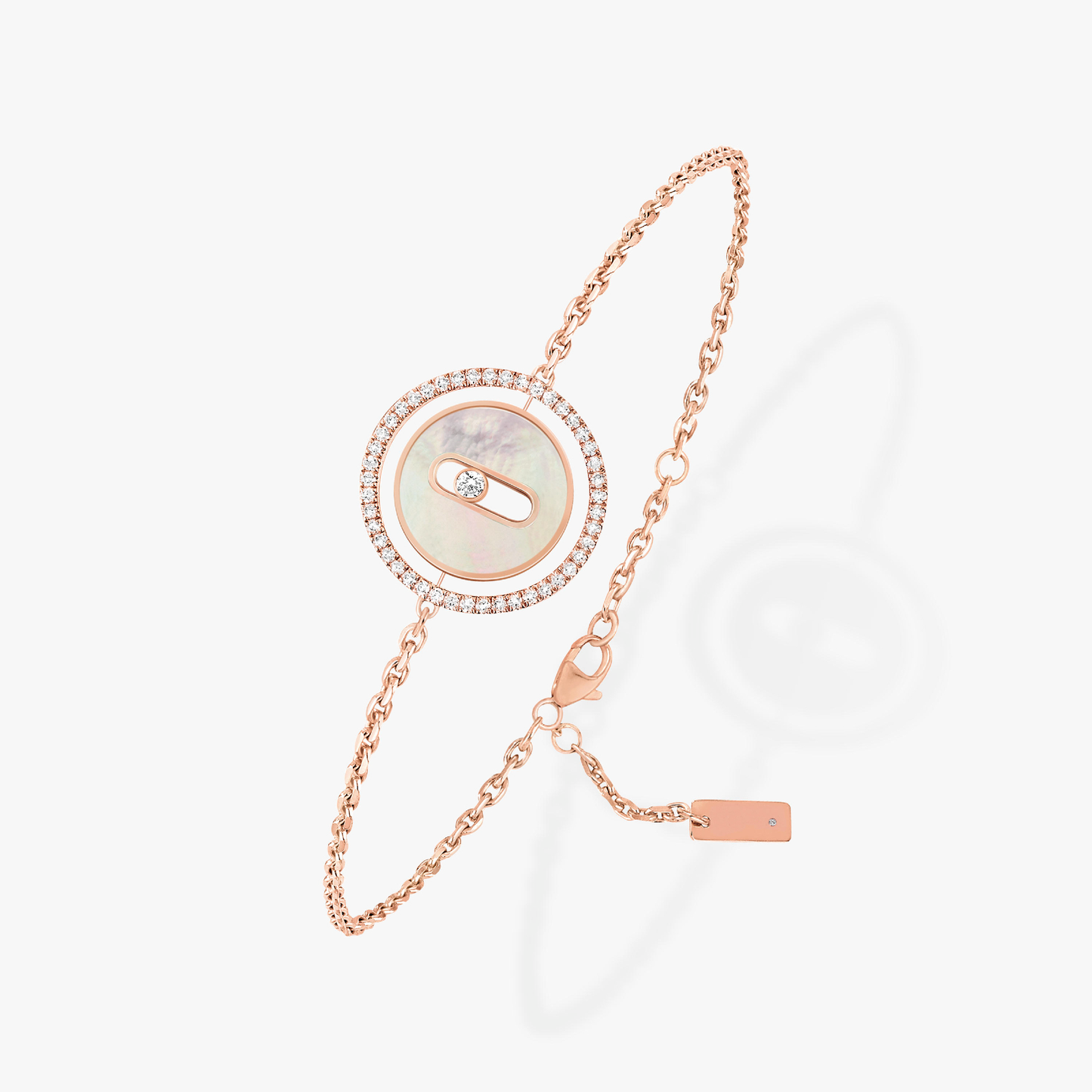 [ECHO]LUCKY MOVE WHITE MOTHER OF PEARL PINK GOLD DIAMOND BRACELET