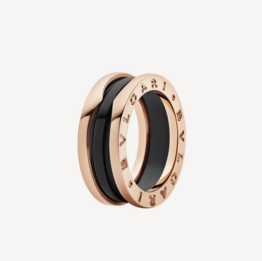 [ECHO ]ZERO 1 TWO-BAND LOOPS AND BLACK CERAMIC PINK GOLD RING