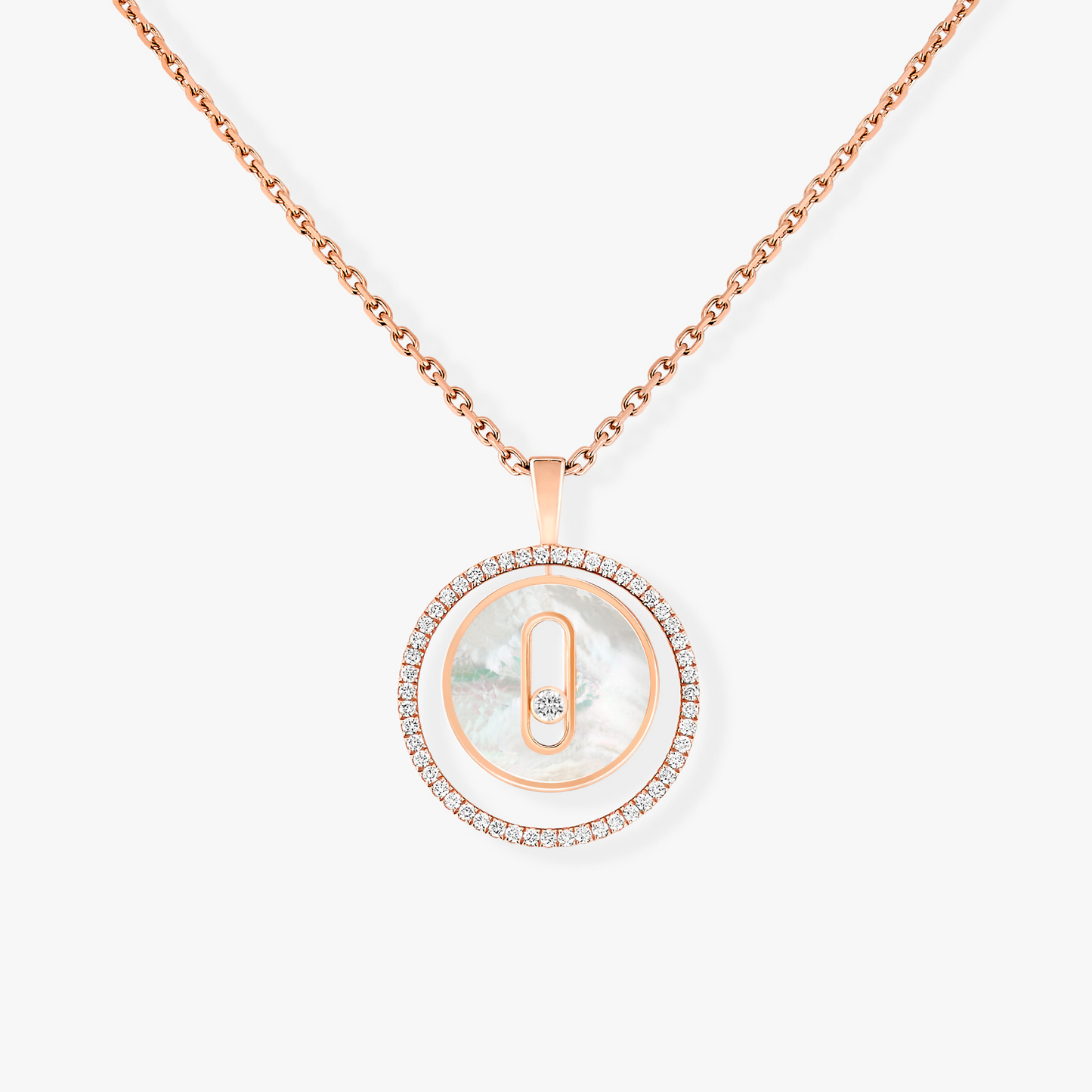 [ECHO]LUCKY MOVE 1 DIAMOND WHITE MOTHER OF PEARL PINK GOLD DIAMOND NECKLACE