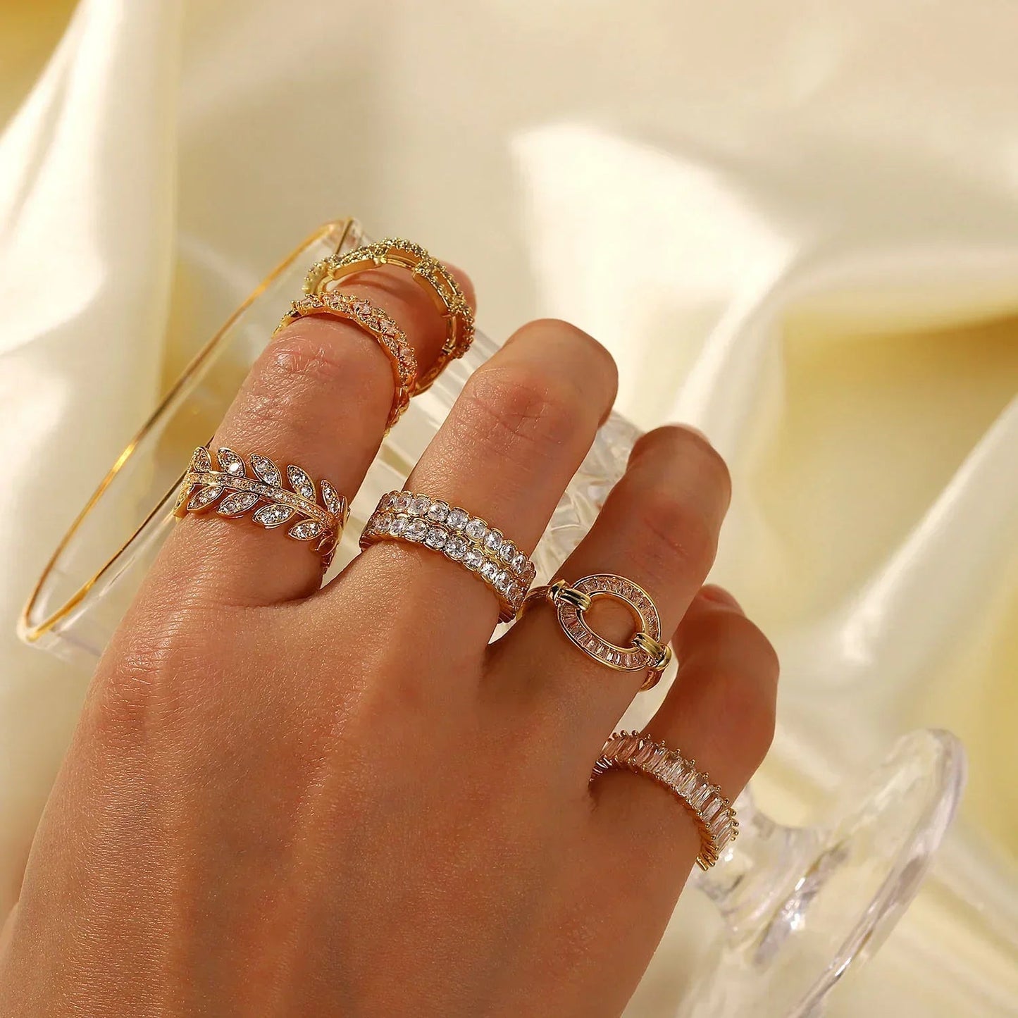 [Echo Fine]Cassandra Studded Gold Ring