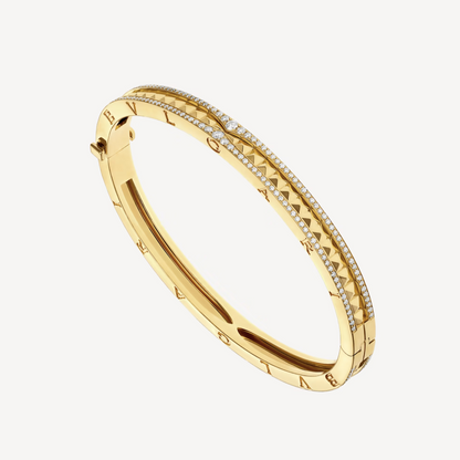 [ECHO ]ZERO 1 SPIRAL AND PAVED DIAMOND GOLD BRACELET